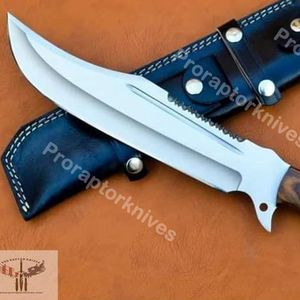 Handmade J2 Steel Hunting Bowie Knife with Dark Rosewood Handle. Pro-Vigoroso1463