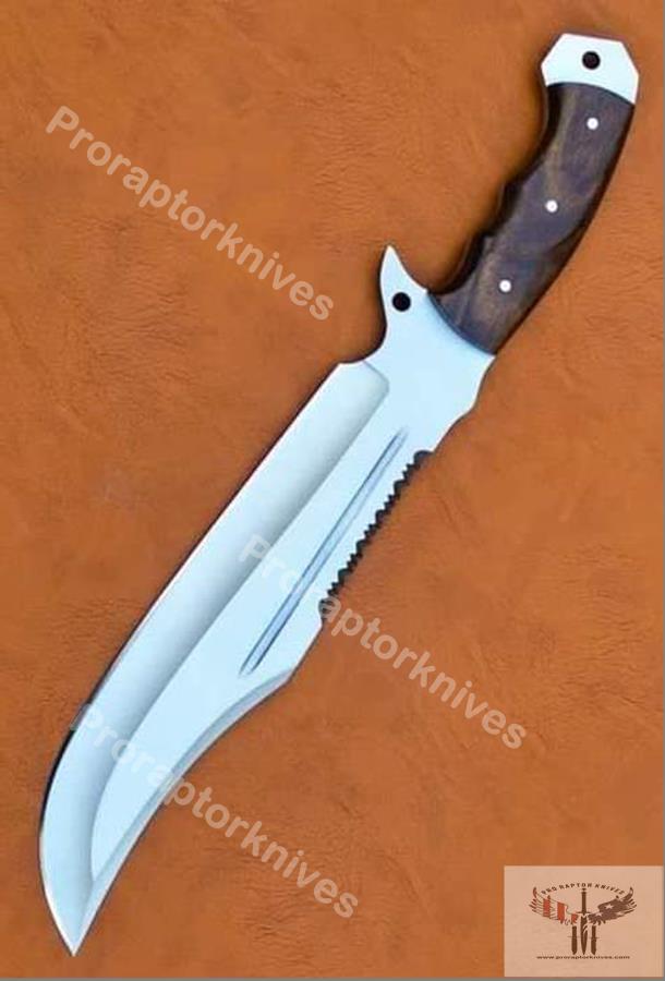 Handmade J2 Steel Hunting Bowie Knife with Dark Rosewood Handle. Pro-Vigoroso1463