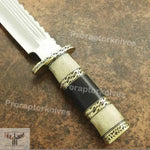 Handmade Damascus Steel Camel Bone Horn Handle Hunting Bowie Knife. Pro-Vigoroso1466