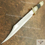 Handmade Damascus Steel Camel Bone Horn Handle Hunting Bowie Knife. Pro-Vigoroso1466