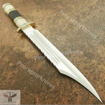 Handmade Damascus Steel Camel Bone Horn Handle Hunting Bowie Knife. Pro-Vigoroso1466