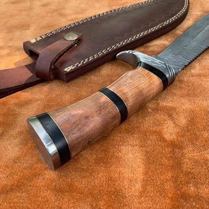 Handmade Damascus Steel Hunting Rambo Bowie Knife with Resin & Bull Horn Handle. Pro1467