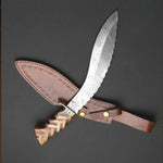 Handmade Damascus Steel Survival Hunting Kukri Knife with Olive and Dark Wood Handle. Pro-Bello1469