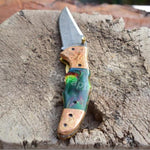 Handmade Damascus Steel Pocket Knife with Tie & Dye Resin Handle. Pro-Vigoroso1471