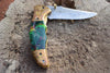 Handmade Damascus Steel Pocket Knife with Tie & Dye Resin Handle. Pro-Vigoroso1471