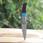 Handmade Damascus Steel Pocket Knife with Dual Color Resin Handle. Pro-Vigoroso1473