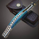 Handmade Damascus Steel Fish Tail Shape Folding Knife. Pro-Vigoroso1476