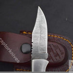 Damascus steel Back Lock Folding Knife with Blue Resin Handle. Pro-Vigoroso1479