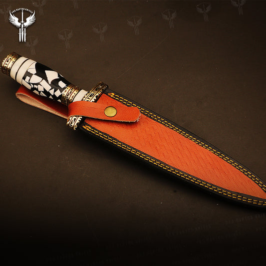 Handmade Damascus steel Dagger Knife with Gemstone Type Handle. Pro1606