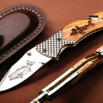 Handmade D2 steel Hunting Camping Folding knife with Rope cutting Hook Handle. Free Engraving and USA Shipping. Pro-Vigoroso1919