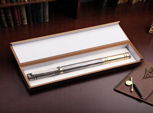 Luxury Damascus Steel Capped Ballpoint Pen with Brass Barrel. Pro7012
