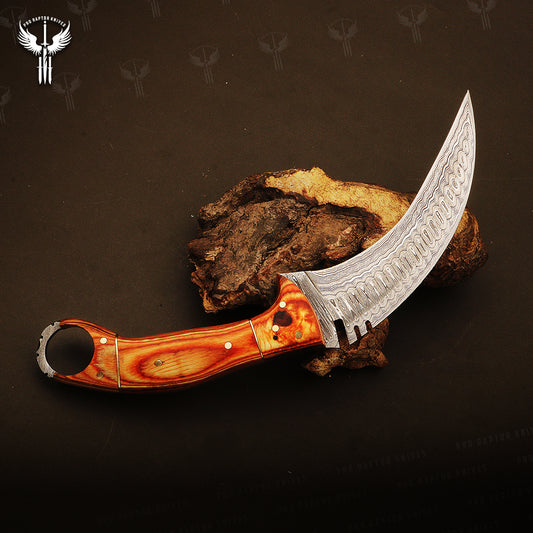 Handmade Damascus steel Dollar Sheet  Karambit Knife with Damascus Finger Ring. Pro1540