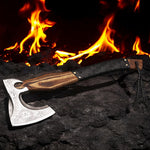 Handmade High Carbon Steel Home Décor Axe Gear with Dark Wood Shaft.  Free Gift Damascus Steel Ring. Pro-Bello1441