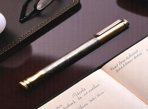 Handmade Damascus steel Ballpoint Pen with Brass Cap & Pocket Clipper. Pro7011