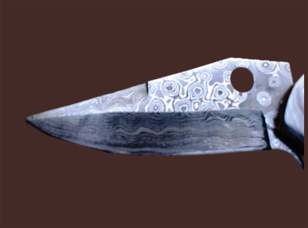 Handmade Damascus Steel Pocket Knife with Lamb Horn Handle. Free Engraving and USA Shipping.  Pro-Vigoroso1472