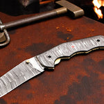 Damascus Steel Cleaver Blade Folding Knife with Damascus Handle. Free Engraving and USA Shipping.  Pro-Vigoroso1922