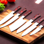 Custom Handmade J2 Steel Six Pieces Kitchen Chef Knives Set with G10 Handles. Free Engraving and USA Shipping. Pro-Robusto1451