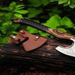 Handmade High Carbon Steel Home Décor Axe Gear with Dark Wood Shaft.  Free Gift Damascus Steel Ring. Pro-Bello1441