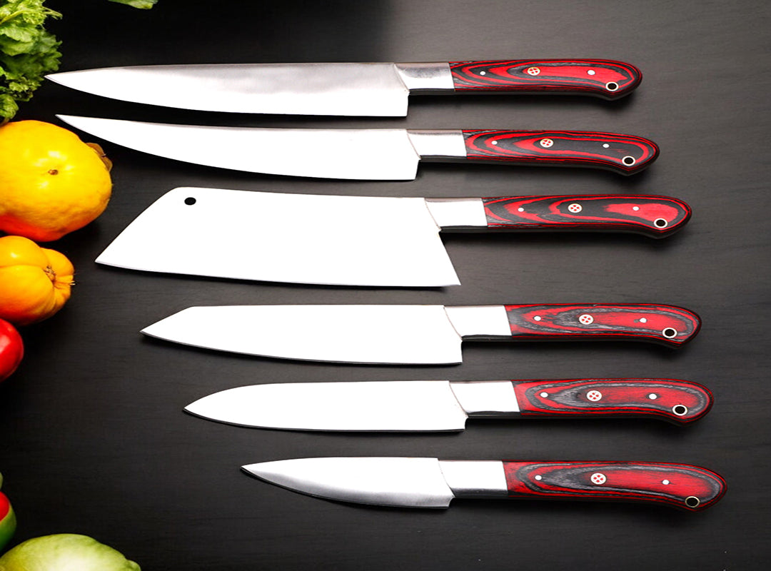 Custom Handmade J2 Steel Kitchen Chef Knives Set.  Free Damascus Steel Ring. Pro-Robusto1443