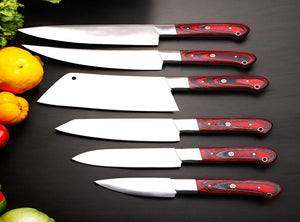 Custom Handmade J2 Steel Kitchen Chef Knives Set.  Free Damascus Steel Ring. Pro-Robusto1443