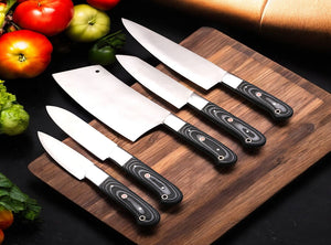 Custom Handmade J2 Steel Chef Knives Kitchen Set with Special Dollar Sheet Handles.  Free Damascus Steel Ring, Pro-Robusto1444