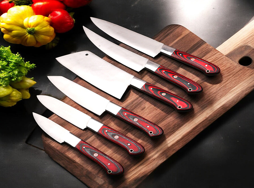 Custom Handmade J2 Steel Kitchen Chef Knives Set.  Free Damascus Steel Ring. Pro-Robusto1443