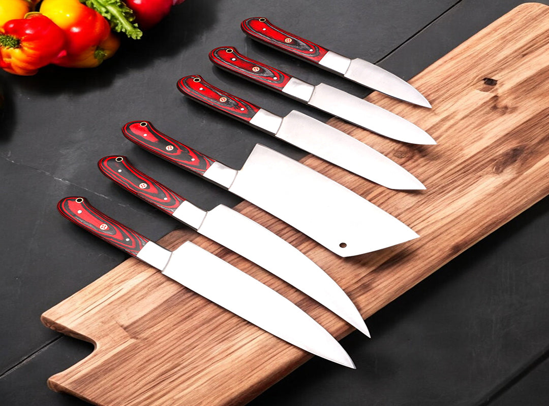 Custom Handmade J2 Steel Kitchen Chef Knives Set.  Free Damascus Steel Ring. Pro-Robusto1443