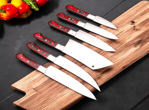 Custom Handmade J2 Steel Kitchen Chef Knives Set.  Free Damascus Steel Ring. Pro-Robusto1443