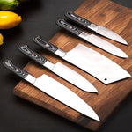Custom Handmade J2 Steel Chef Knives Kitchen Set with Special Dollar Sheet Handles.  Free Damascus Steel Ring, Pro-Robusto1444