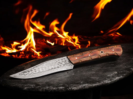 Handmade Damascus Camping Skinner Gadget with Ashwood Handle. Pro1523
