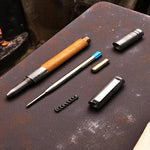 Handmade Damascus steel & Oak Wood Barrel Ballpoint Pen with Deep Pocket Clipper. Free Engraving and USA Shipping. Pro-Regalo7010