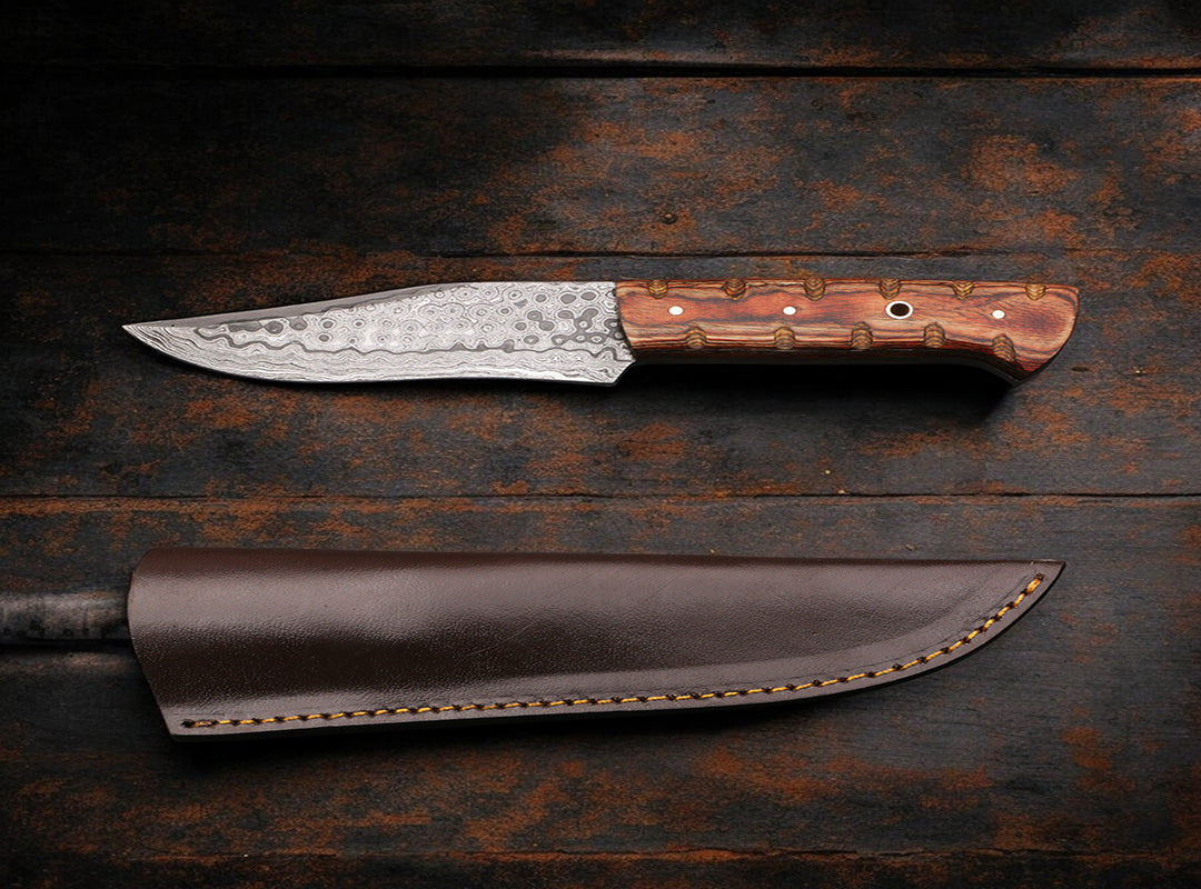 Handmade Damascus Camping Skinner Gadget with Ashwood Handle. Pro1523