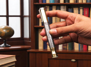 Handmade Damascus steel Ballpoint Pen with Brass Cap & Pocket Clipper. Pro7011