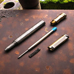 Handmade Damascus steel Ballpoint Pen with Brass Cap & Pocket Clipper. Pro7011