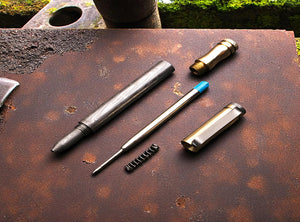 Handmade Damascus steel Ballpoint Pen with Brass Cap & Pocket Clipper. Pro7011