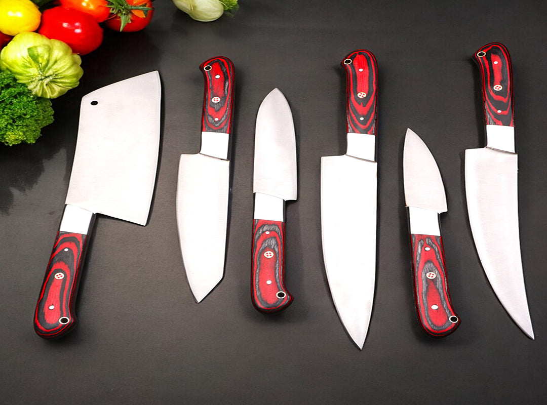 Custom Handmade J2 Steel Kitchen Chef Knives Set.  Free Damascus Steel Ring. Pro-Robusto1443
