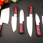 Custom Handmade J2 Steel Kitchen Chef Knives Set.  Free Damascus Steel Ring. Pro-Robusto1443
