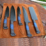 Handmade D2 Steel Textured & Powder Coated Kitchen Chef Set in Box. Pro1446