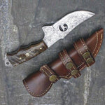 Custom Handmade Damascus Steel Camping Skinner Gear with Lamb Horn Handle. Pro-Tenace1521