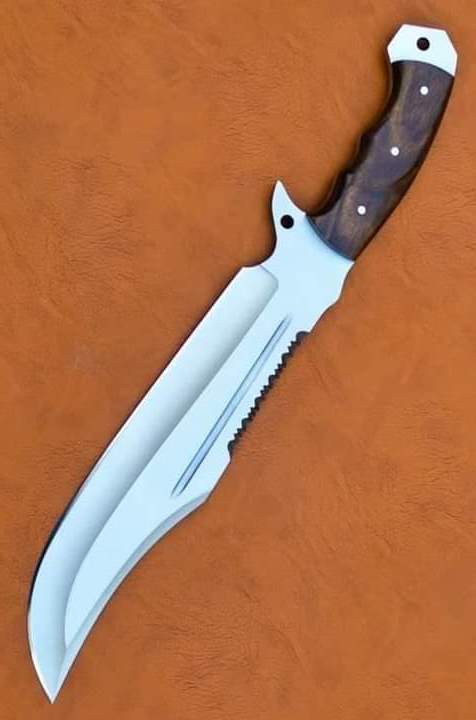 Handmade J2 Steel Hunting Bowie Knife with Dark Rosewood Handle