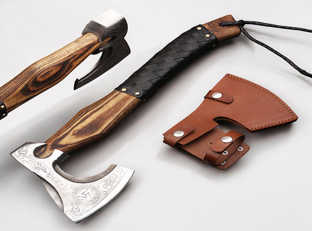 Handmade High Carbon Steel Home Décor Axe Gear with Dark Wood Shaft.  Free Gift Damascus Steel Ring. Pro-Bello1441