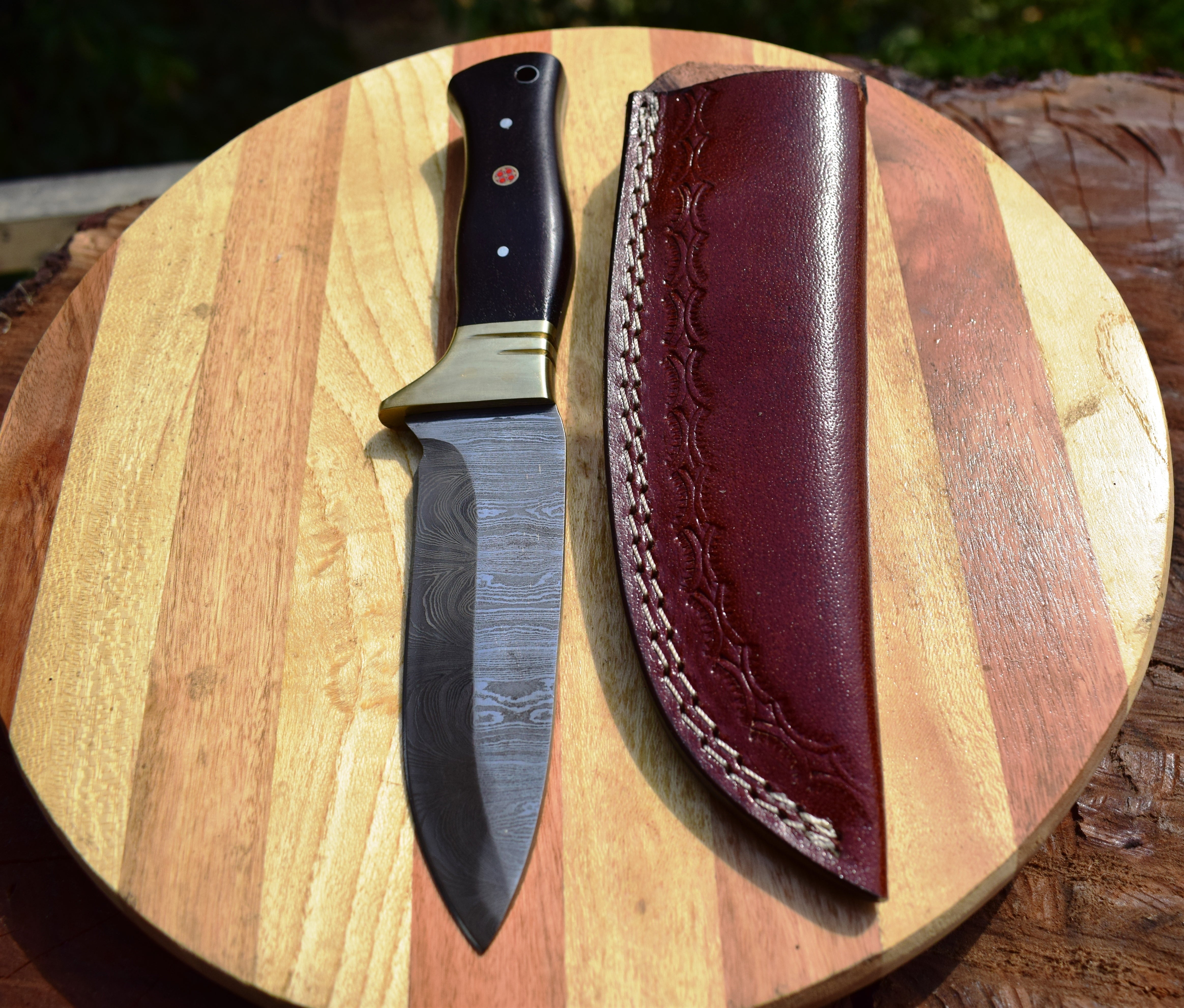 Handmade Damascus steel Camping Skinner Gear with Micarta Handle. Pro-Tenace1526