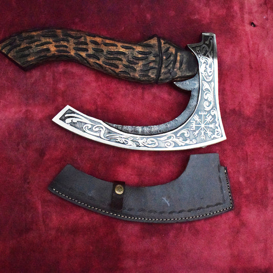 Handmade High Carbon Steel Long Edge Viking Pizza Cutter AXE. Pro-Bello1490