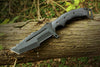 High carbon steel black coated hunting tracker TANTO knife. Pro-Capolavoro1892