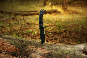 High carbon steel black coated hunting tracker TANTO knife. Pro-Capolavoro1892