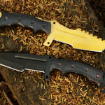 High carbon steel Golden coated hunting tracker TANTO knife. Pro-Capolavoro1848