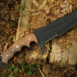 High carbon steel black coated hunting TANTO knife with free leather cover. Pro-Capolavoro1847