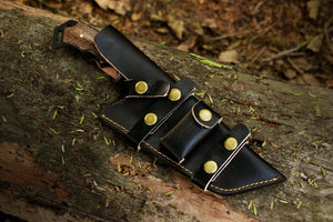 High carbon steel black coated hunting TANTO knife with free leather cover. Pro-Capolavoro1847