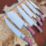 Custom Handmade J2 Steel Kitchen Chef Knives Set.  Free Damascus Steel Ring. Pro-Robusto1443