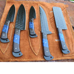 Handmade D2 Steel Textured & Powder Coated Kitchen Chef Set in Box. Pro1446